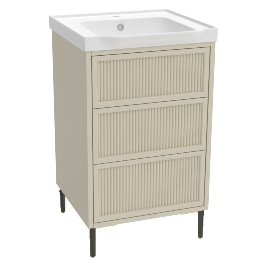 Bota 500 Floor Standing Fluted Vanity Unit (inc. Matt Black Leg Set) & Basin