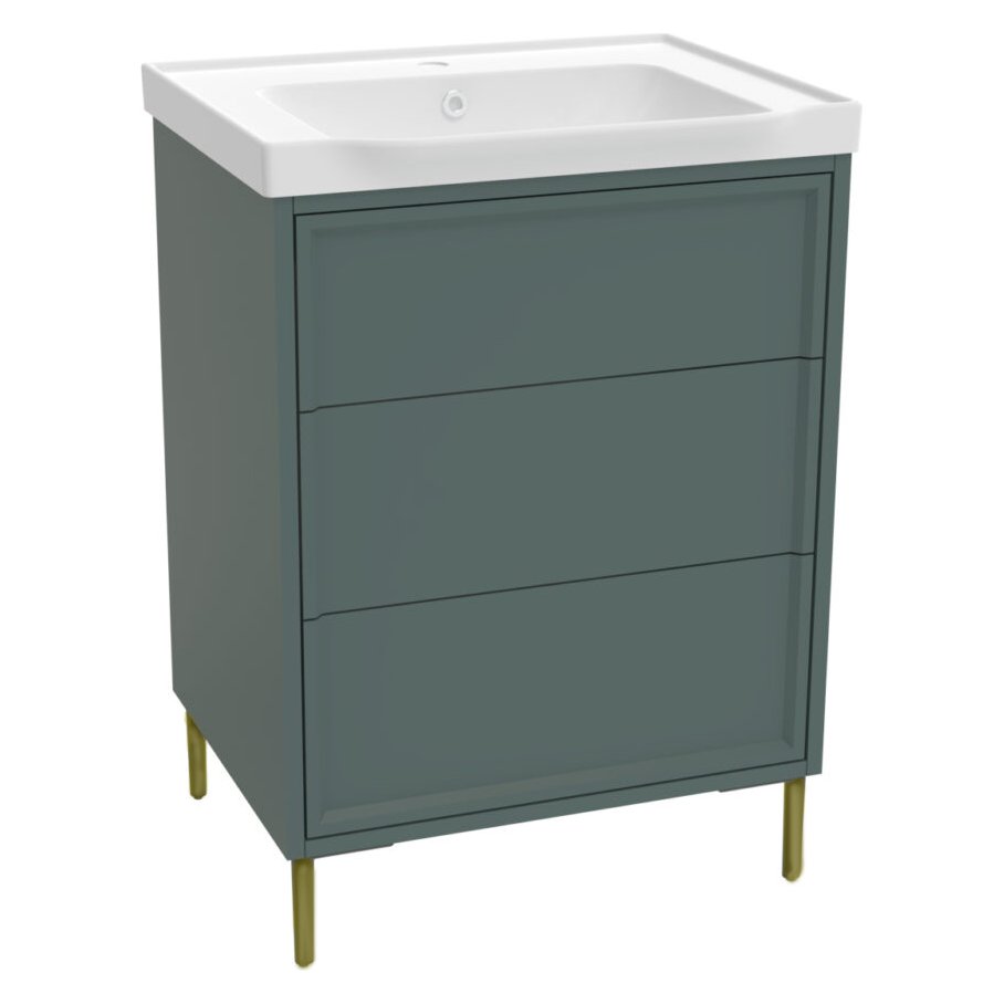 Bota 600 Floor Standing Vanity Unit (inc. Brushed Brass Leg Set) & Basin
