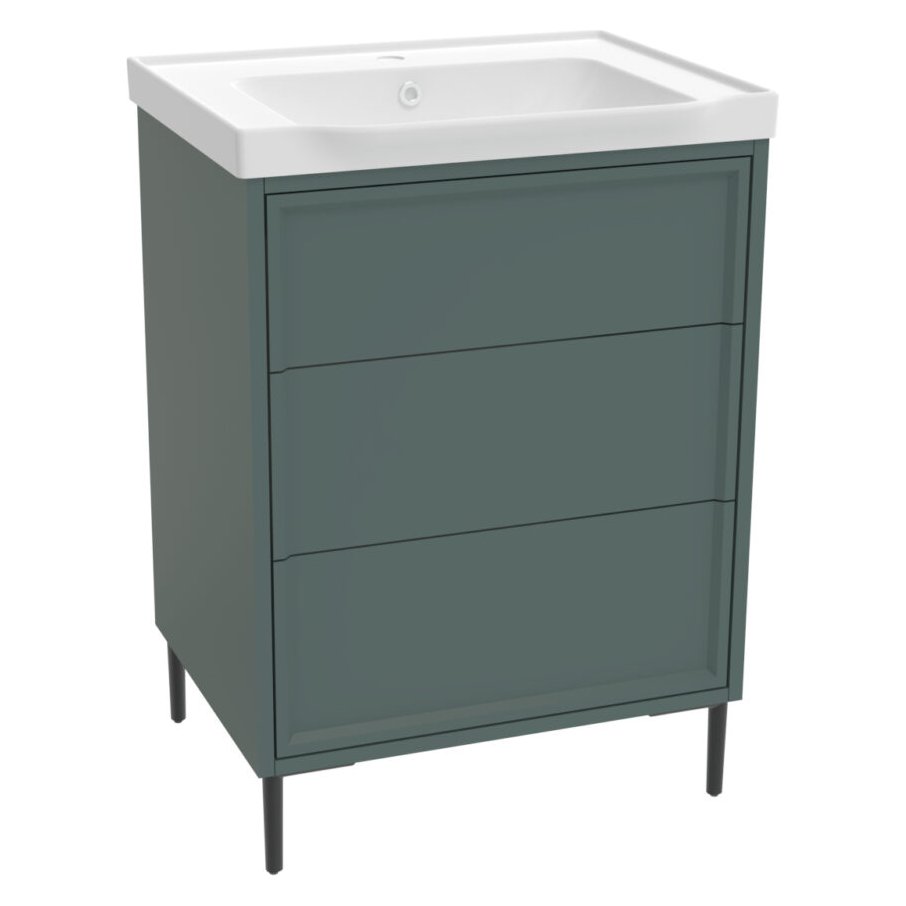 Bota 600 Floor Standing Vanity Unit (inc. Matt Black Leg Set) & Basin