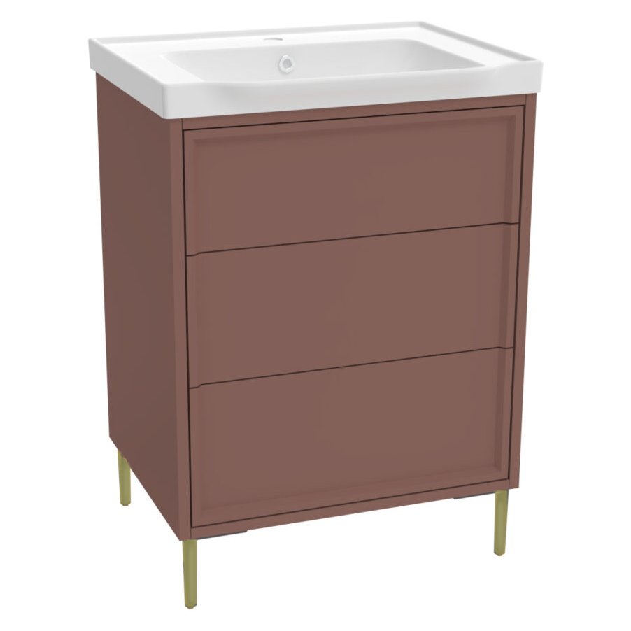 Bota 600 Floor Standing Vanity Unit (inc. Brushed Brass Leg Set) & Basin