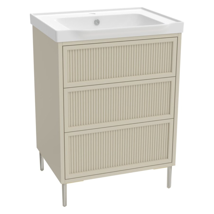 Bota 600 Floor Standing Fluted Vanity Unit (inc. Chrome Leg Set) & Basin