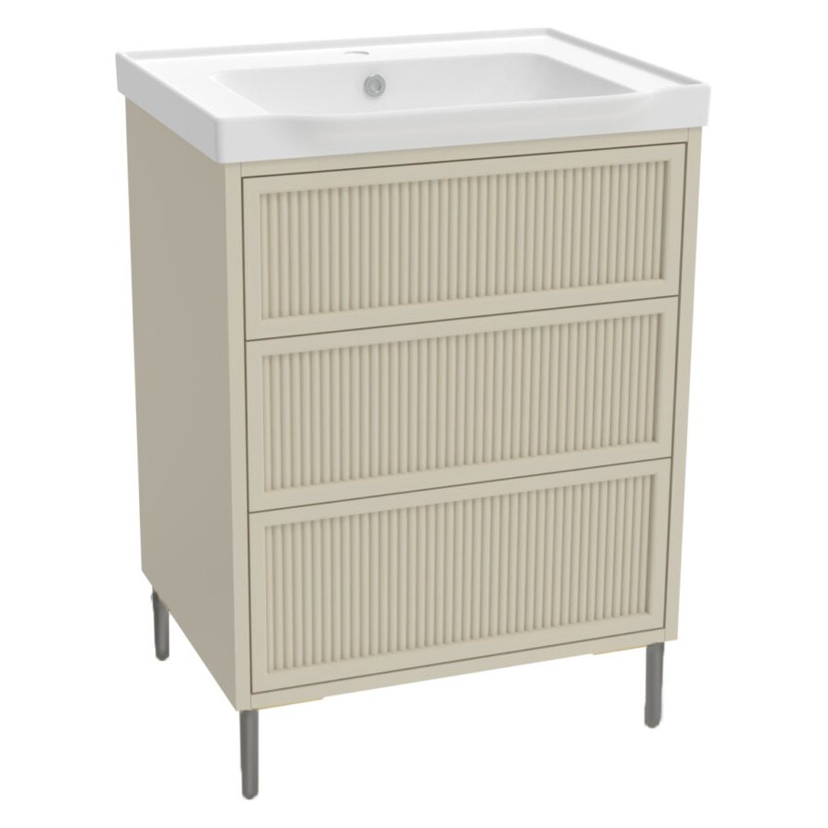Bota 600 Floor Standing Fluted Vanity Unit (inc. Gunmetal Leg Set) & Basin