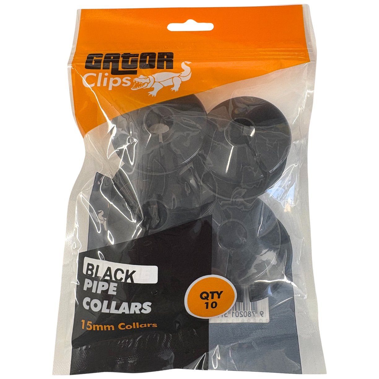 Black Pipe Collars 15mm (Pack of 10 - Sold In Singles)