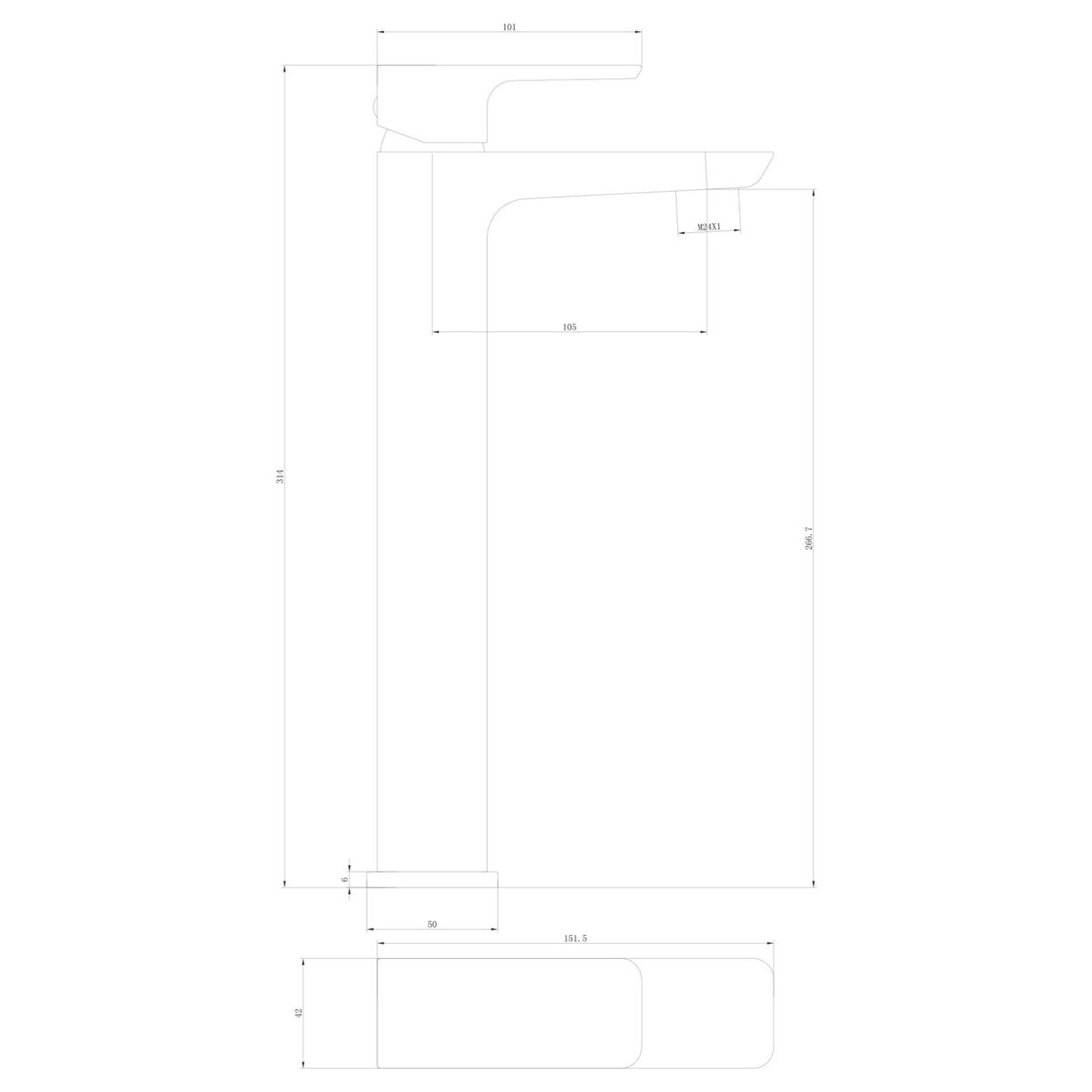 MOQ Muro High Riser Basin Mono Brushed Brass