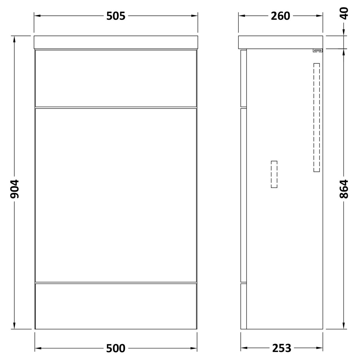 500Mm Compact Wc Unit & Polymarble Top - Gloss White