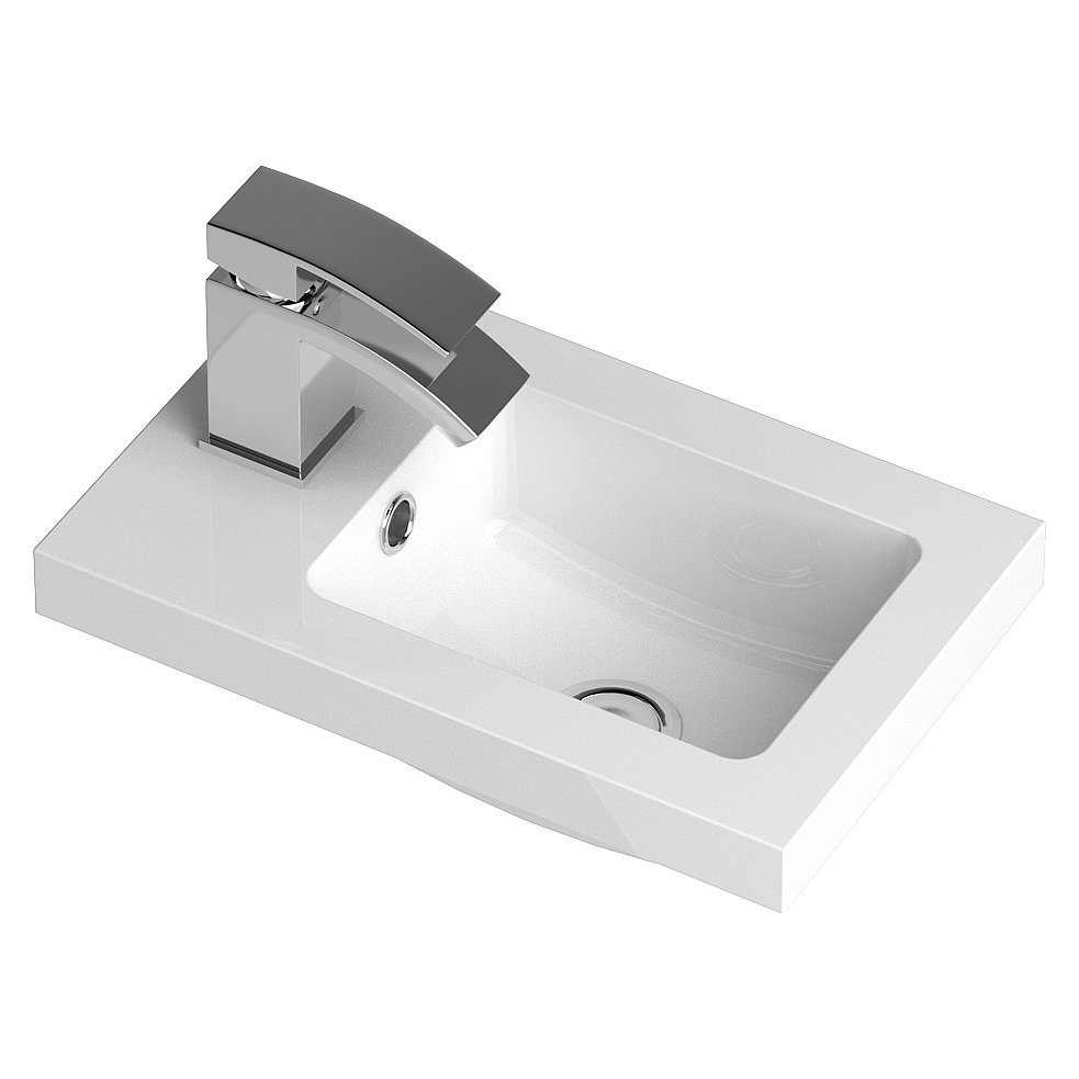 400Mm Compact Vanity Unit & Basin - Gloss White