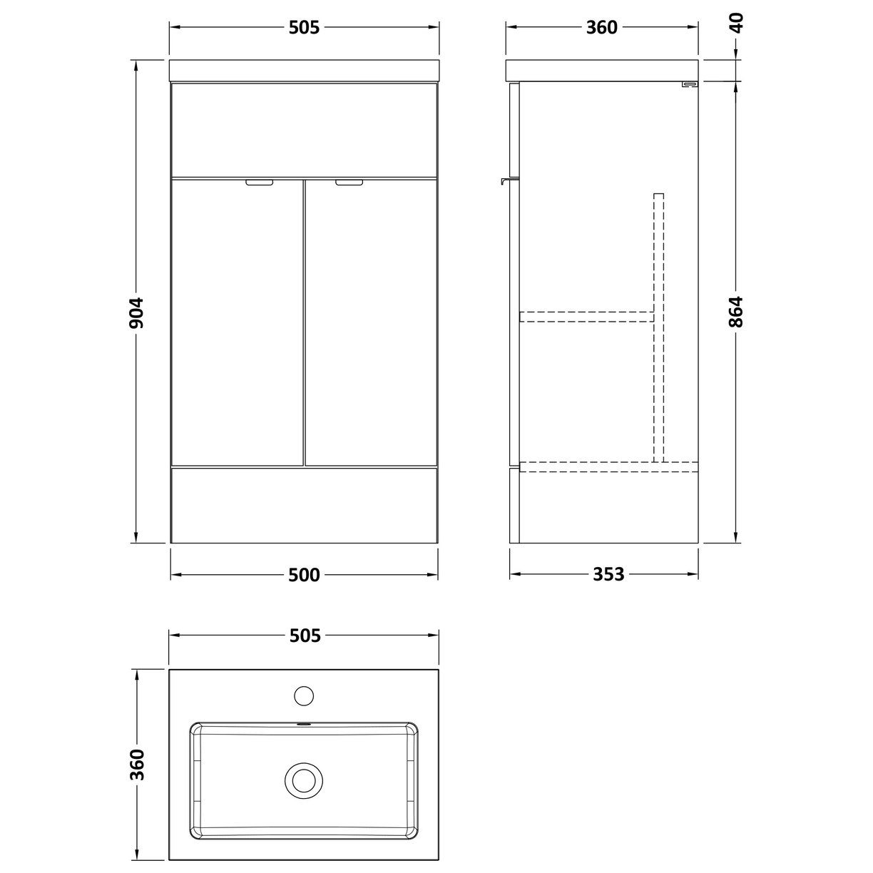 500Mm Fd Vanity Unit & Basin - Gloss White