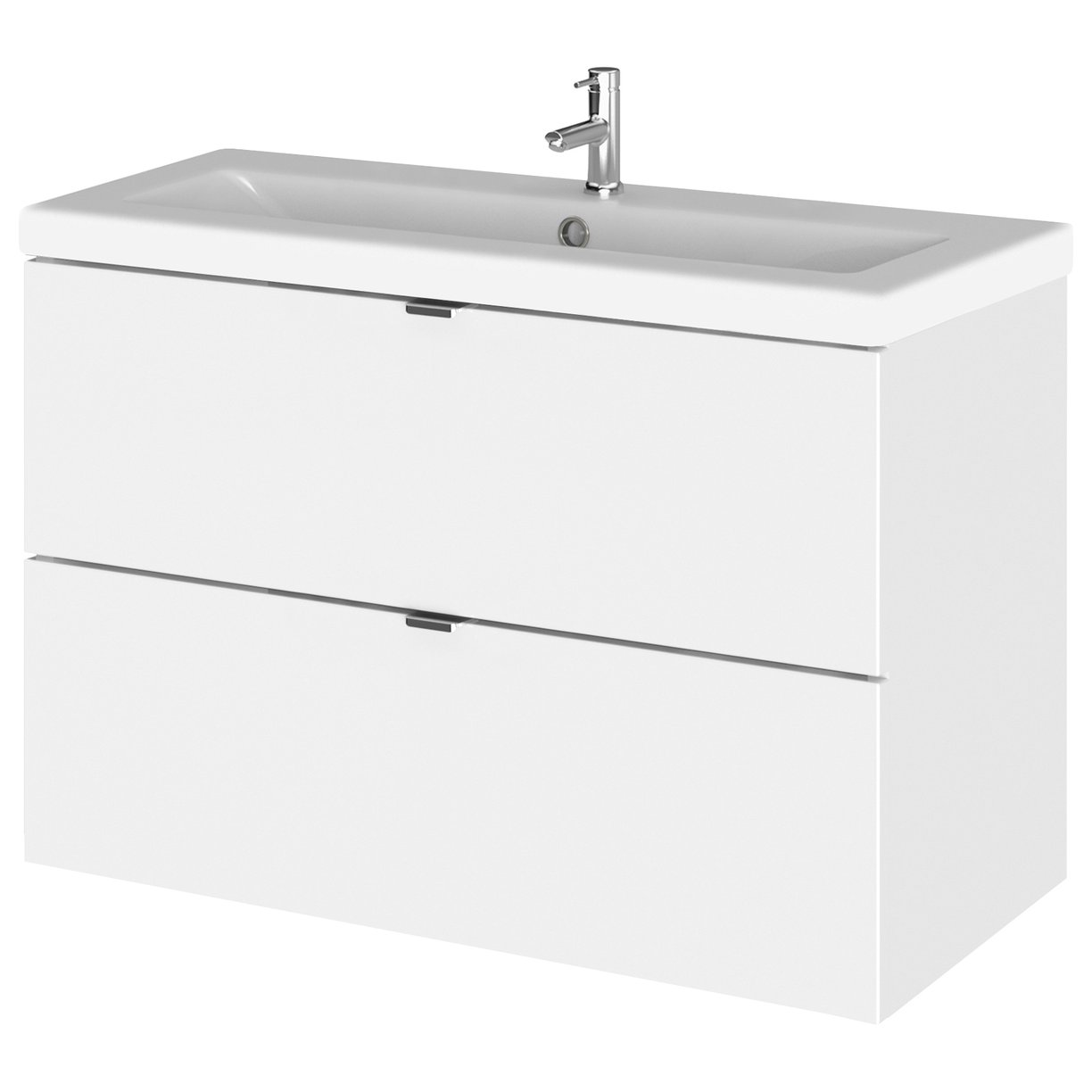 800 Wall Hung 2-Drawer Unit & Basin - Gloss White