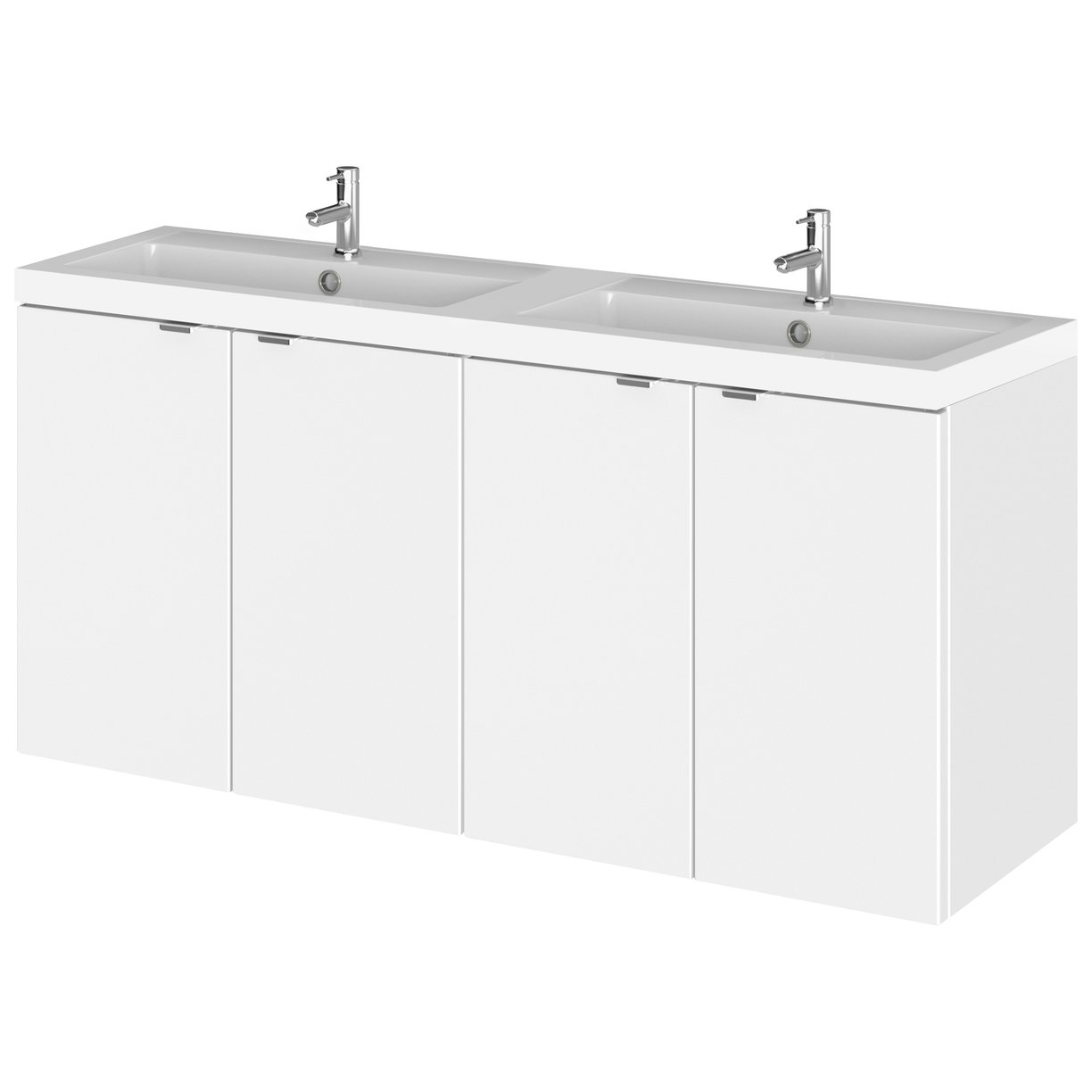 1200Mm Vanity Unit & Double Basin - Gloss White