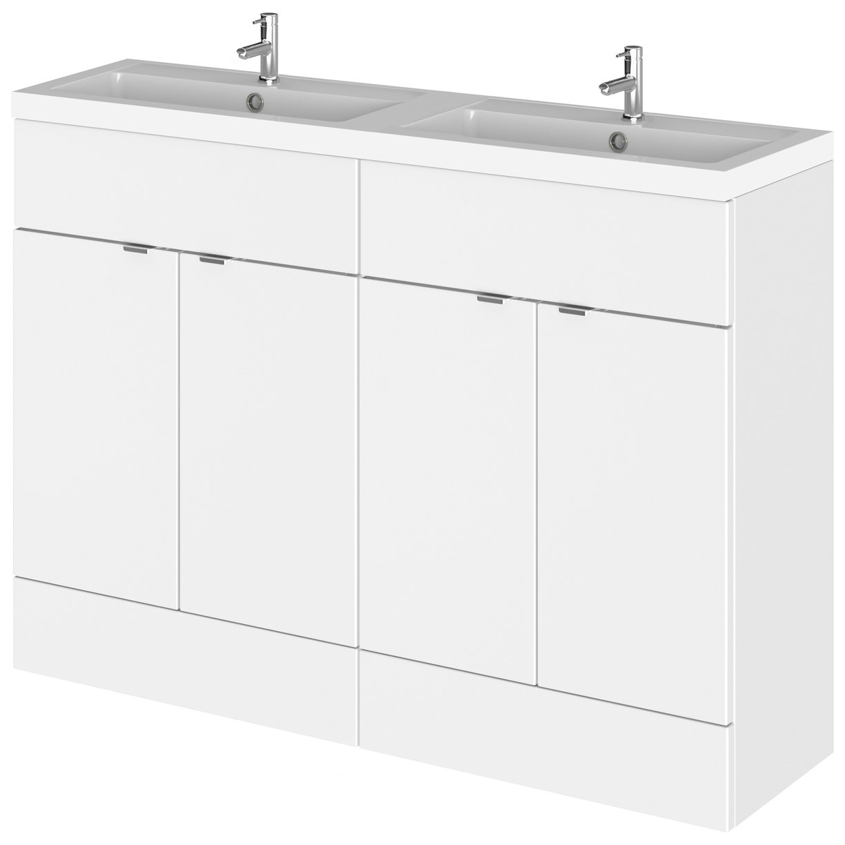 1200Mm Vanity Unit & Double Basin - Gloss White