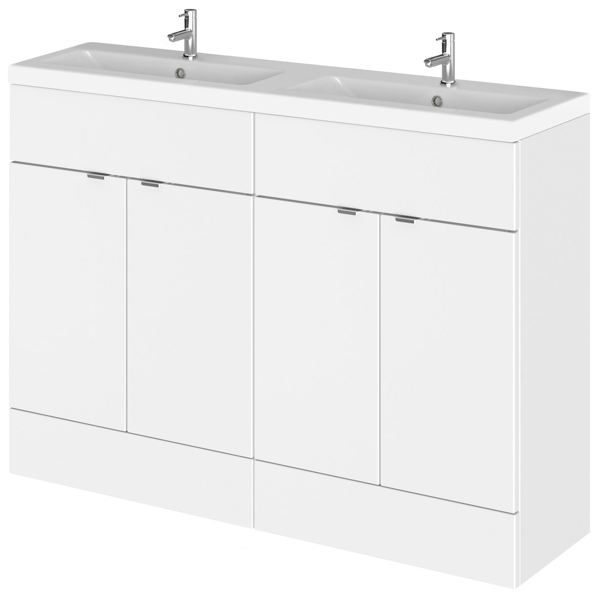 1200 Fs 4-Door Vanity W/Double Basin - Gloss White