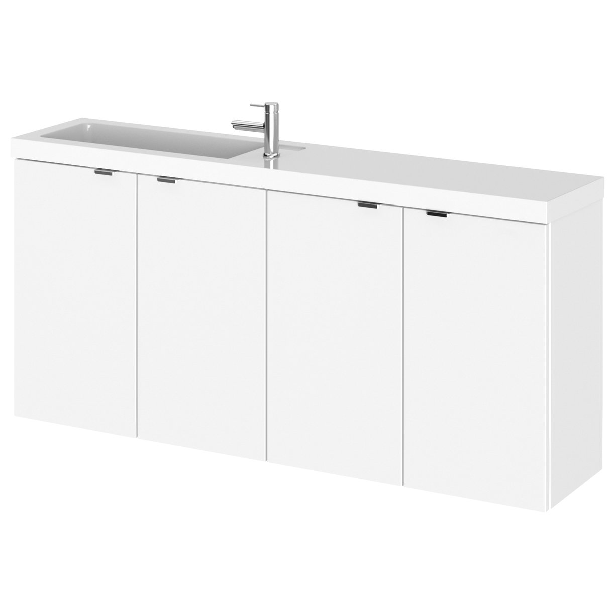 1200Mm Vanity Unit & Double Basin - Compact - Gloss White