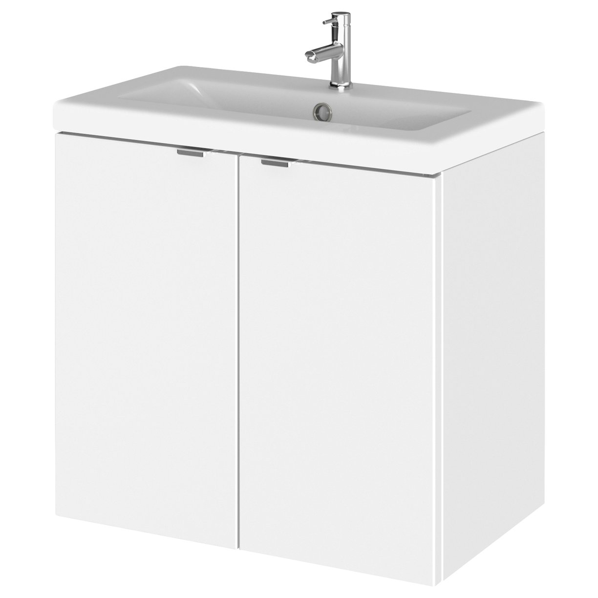 600 2-Door Wall Hung Unit & Basin - Gloss White