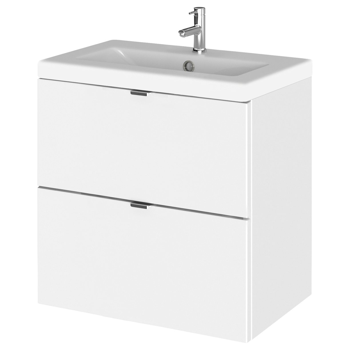 500 2-Drawer Wall Hung Unit & Basin - Gloss White