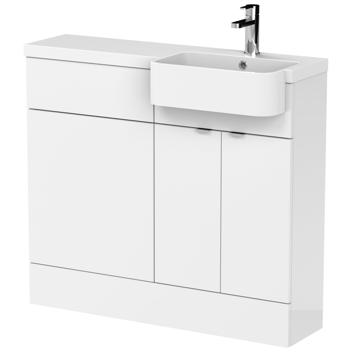 1000 Semi Recess Combi Vanity & Wc Rh - Gloss White