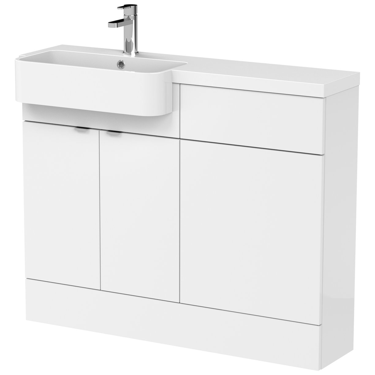 1100 Semi Recess Combi Vanity & Wc Lh - Gloss White