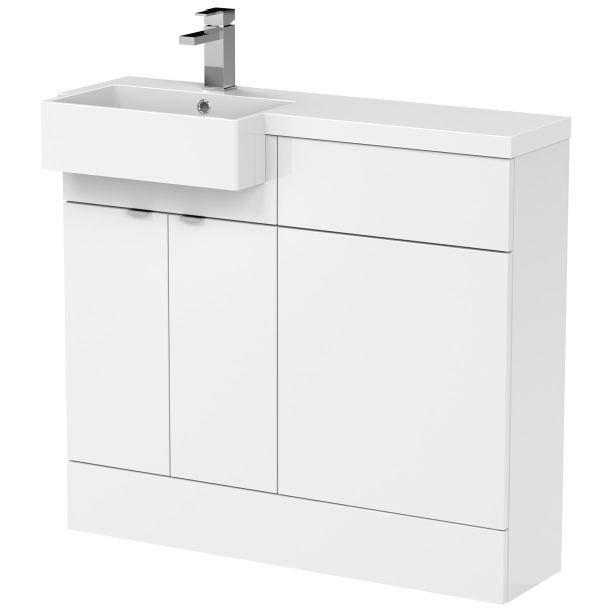 1000 Semi Recess Combi Vanity & Wc Lh - Gloss White