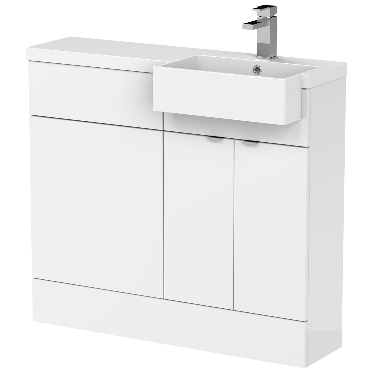 1000 Semi Recess Combi Vanity & Wc Rh - Gloss White