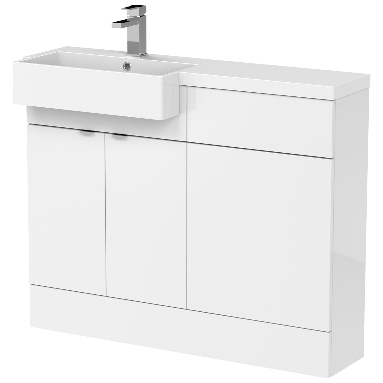 1100 Semi Recess Combi Vanity & Wc Lh - Gloss White