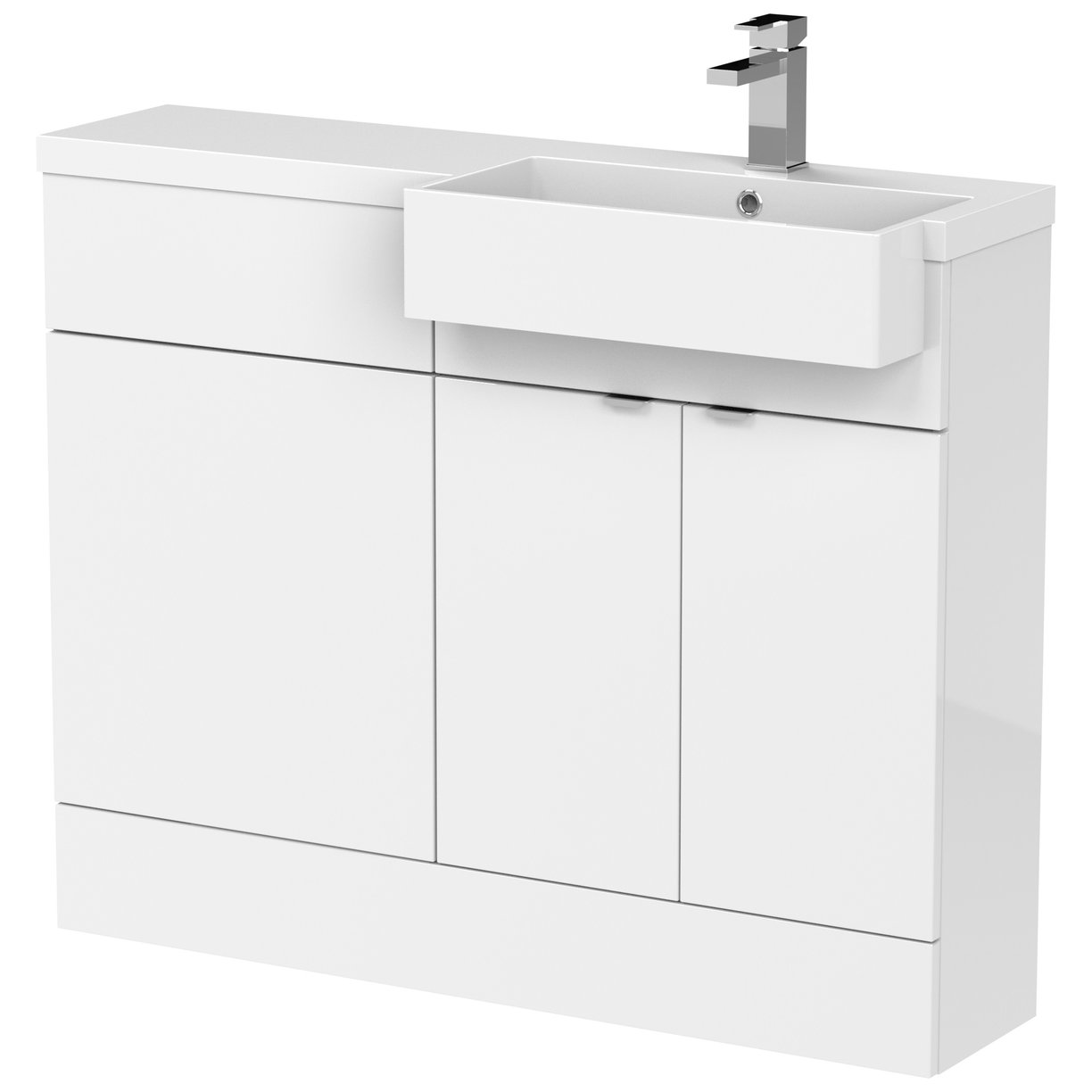 1100 Semi Recess Combi Vanity & Wc Rh - Gloss White