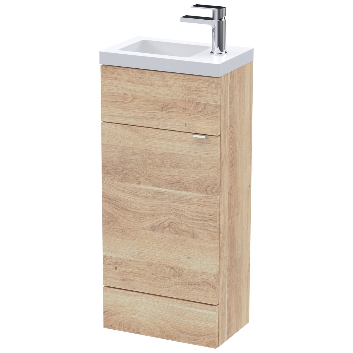 400Mm Compact Vanity Unit & Basin - Bleached Oak