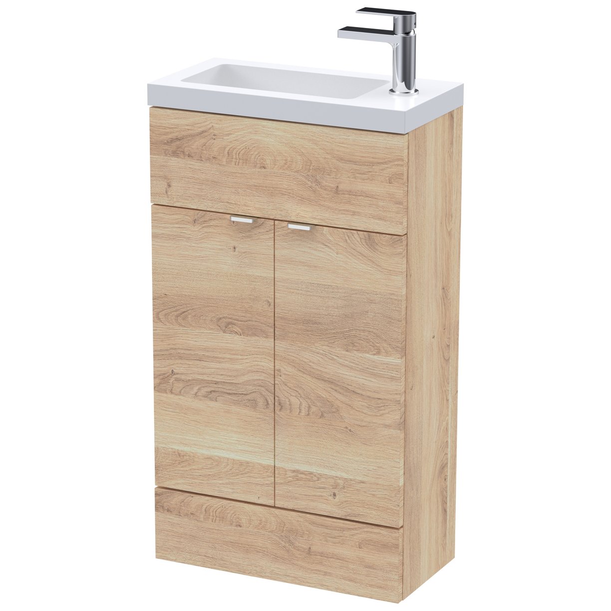 500Mm Compact Vanity Unit & Basin - Bleached Oak