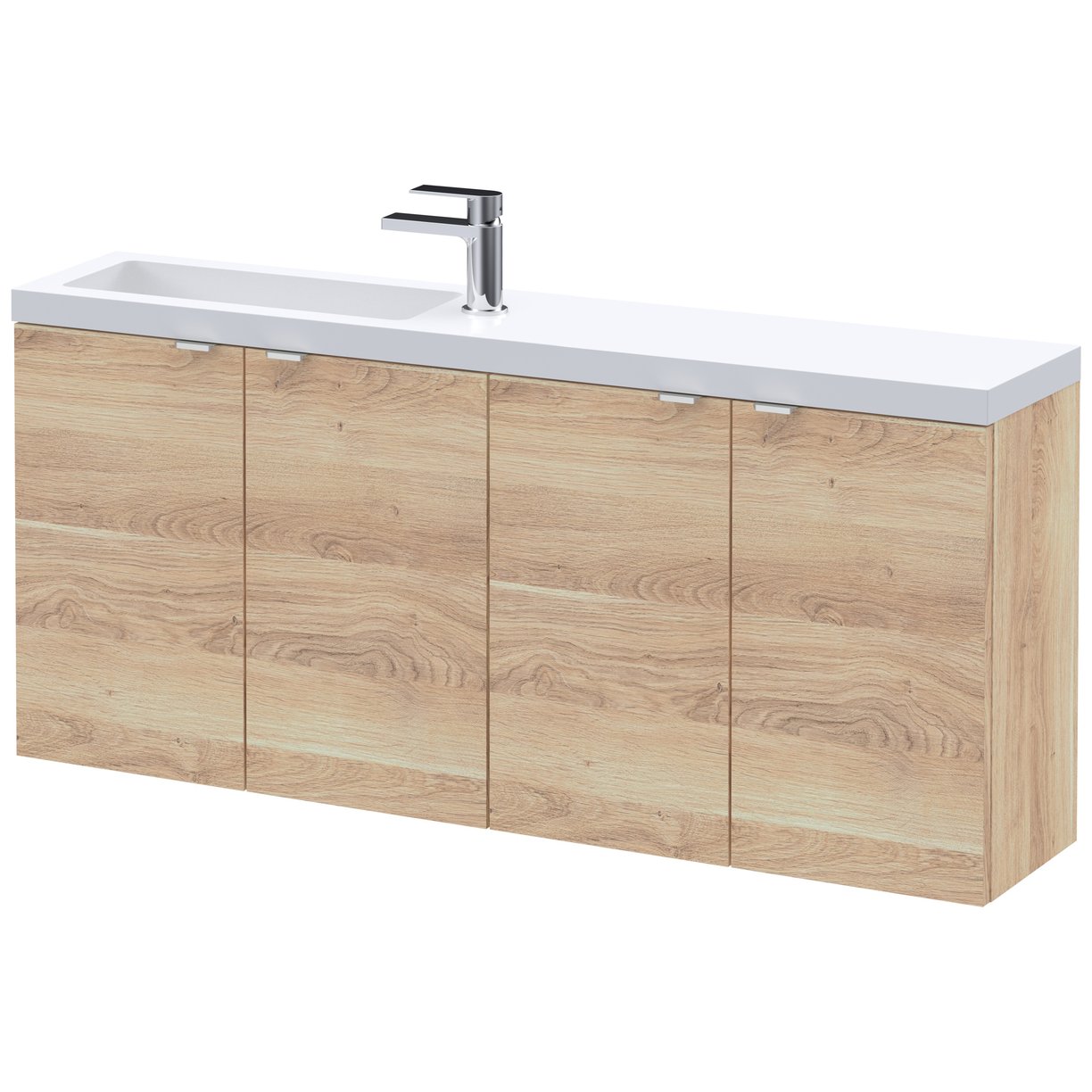 1200 Wh 4-Door Vanity W/Slimline Basin - Bleached Oak