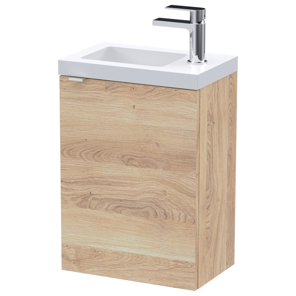 400 1-Door Wall Hung Unit & Basin - Bleached Oak