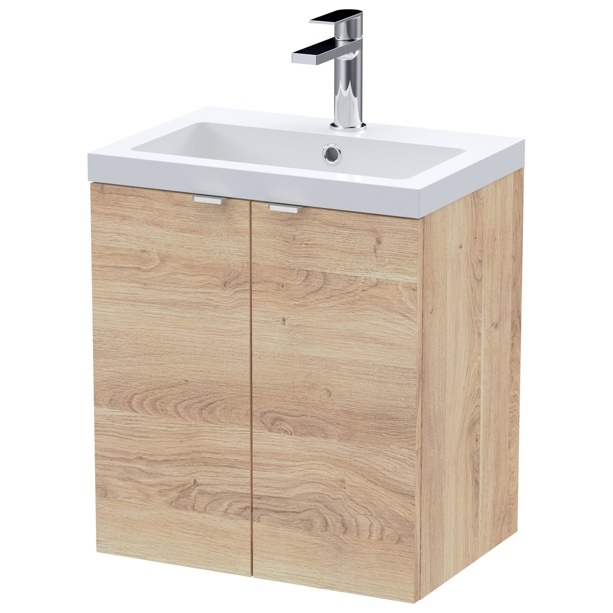 500 2-Door Wall Hung Unit & Basin - Bleached Oak