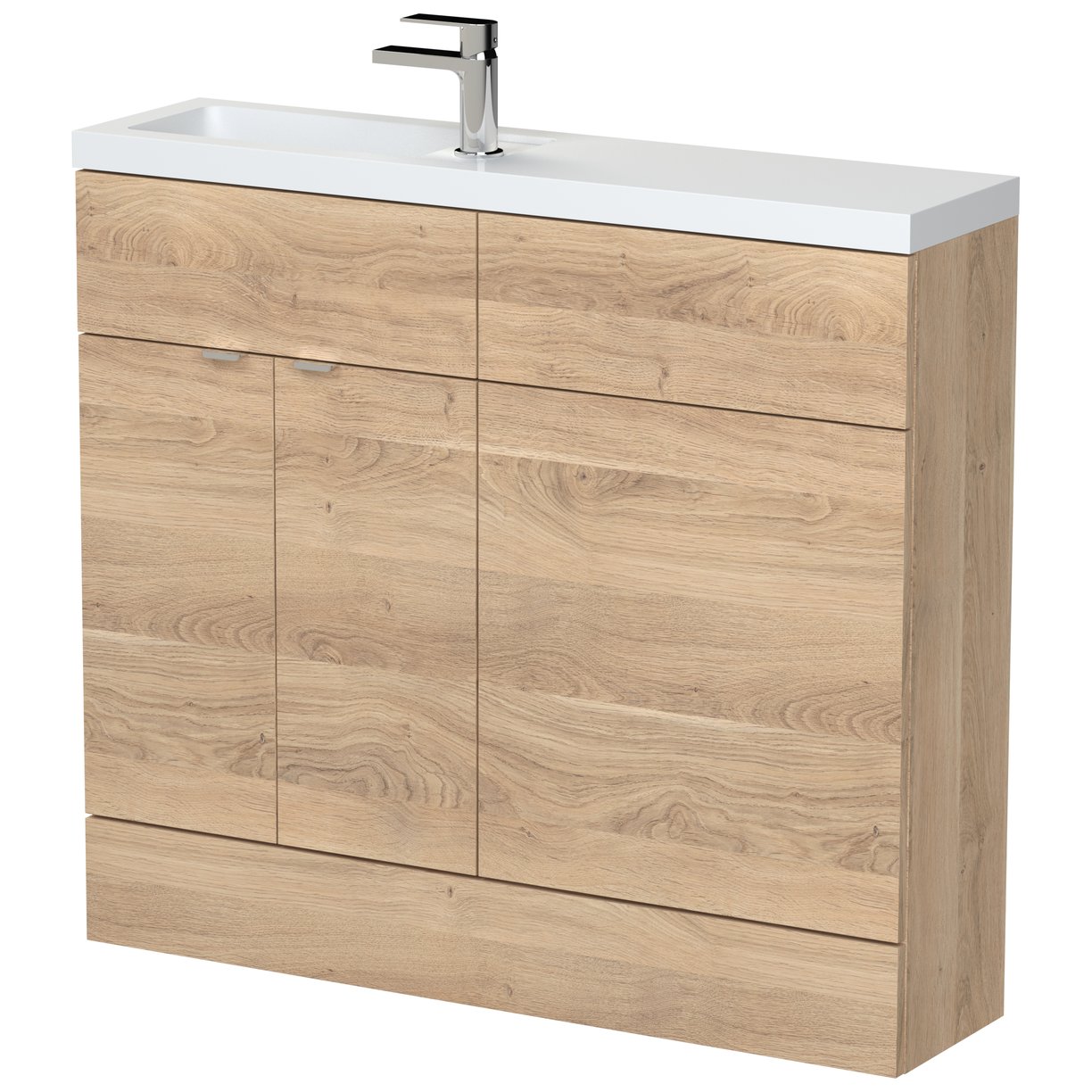 1000Mm Combination Vanity & Wc Compact - Bleached Oak