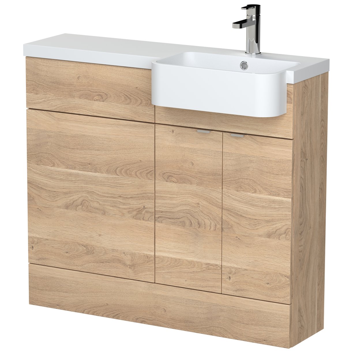 1000 Round Semi Rec Vanity & Wc Unit Rh - Bleached Oak