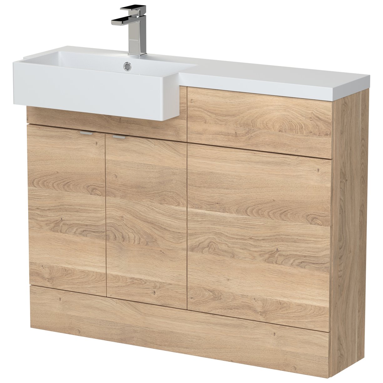 1100 Square Semi Rec Vanity & Wc Unit Lh - Bleached Oak