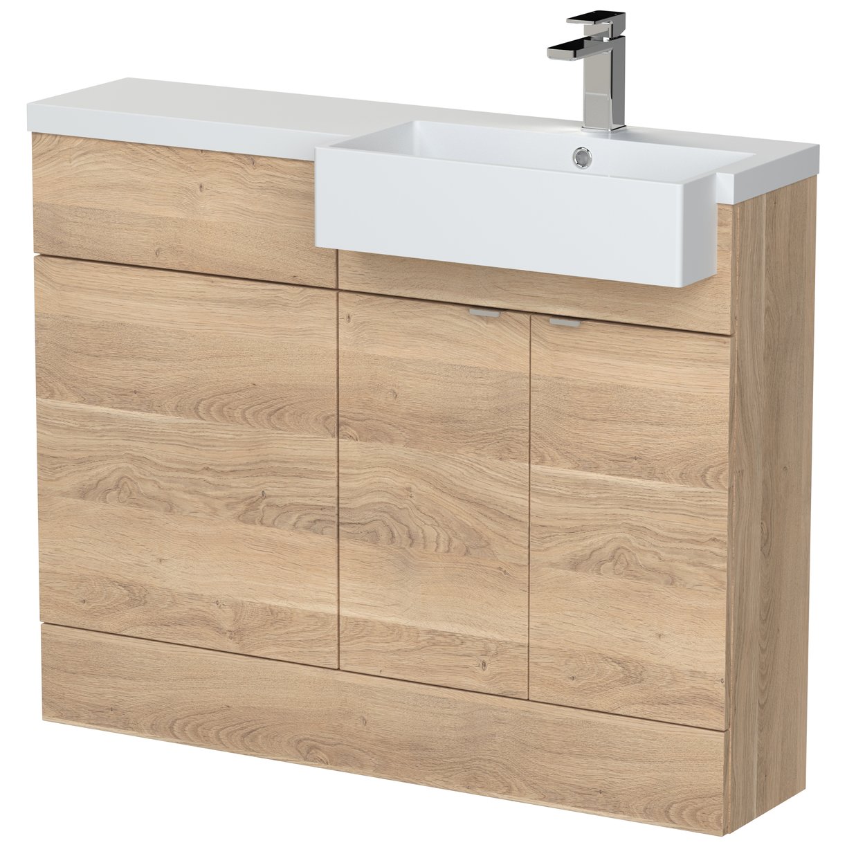 1100 Square Semi Rec Vanity & Wc Unit Rh - Bleached Oak