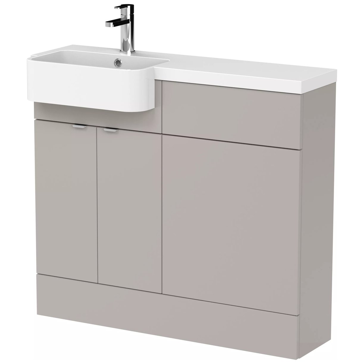 1000 Round Semi Rec Vanity & WC Unit LH - Pebble Grey