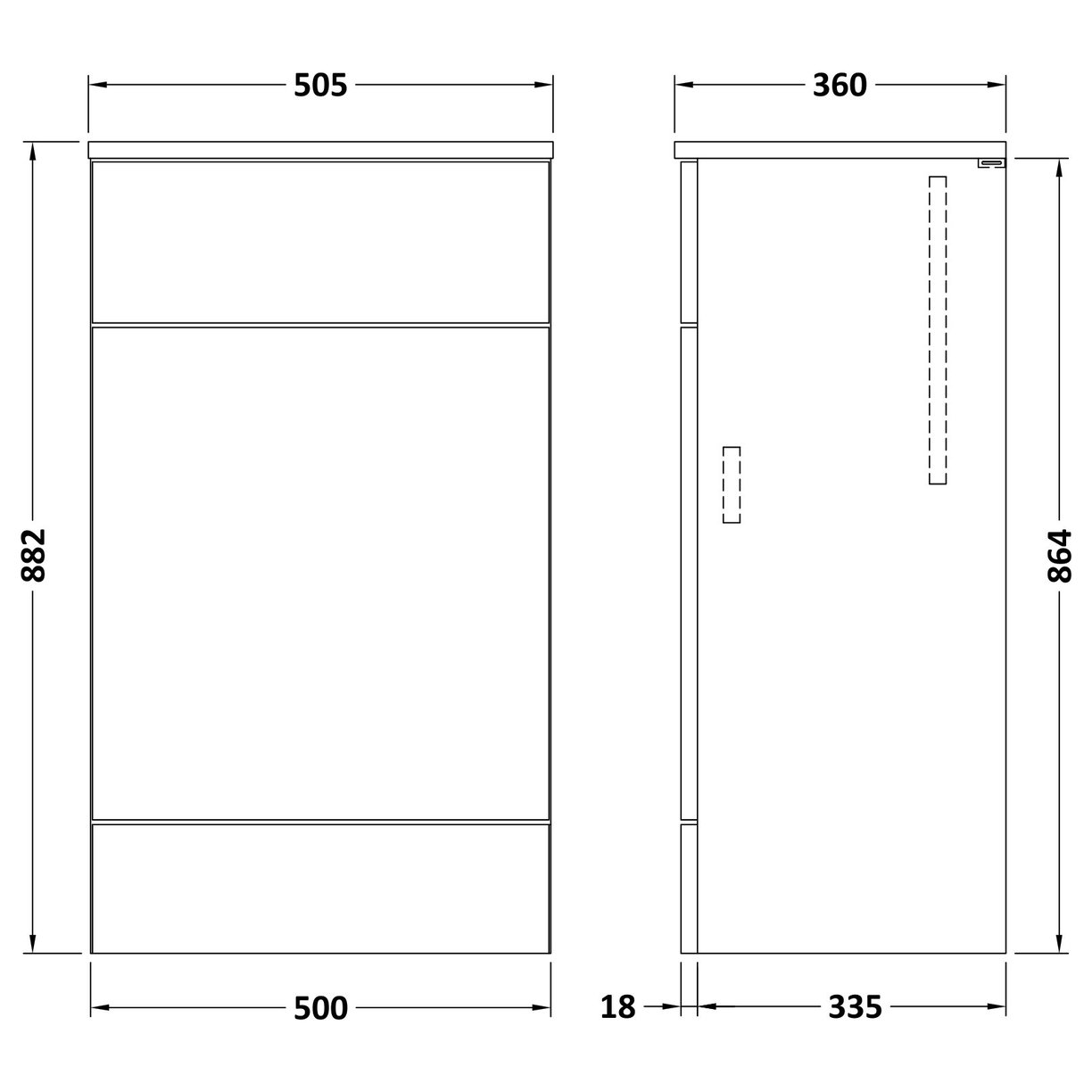 500 Wc Unit (355Mm Deep)       - Grey Woodgrain
