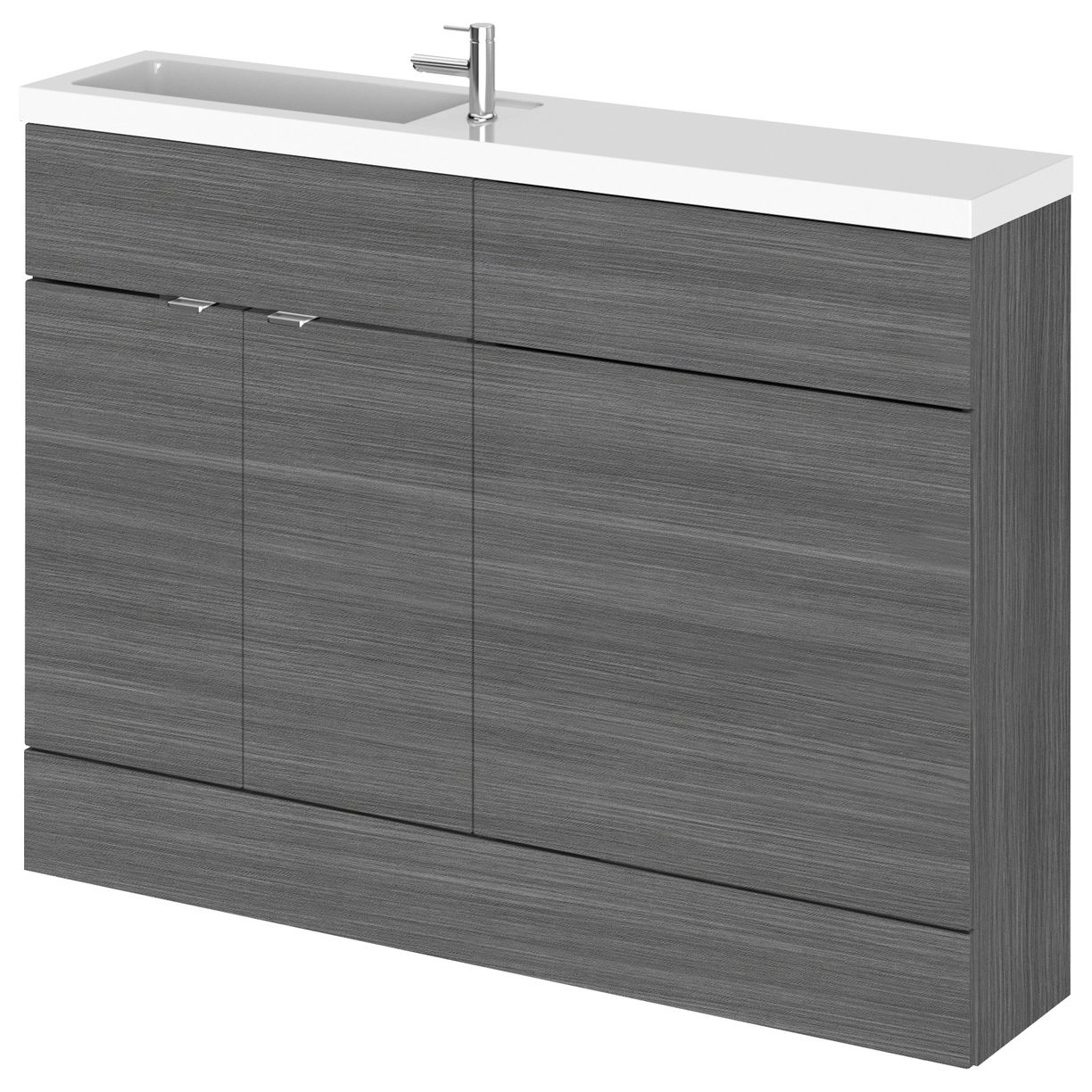 1200Mm Combination - Compact Option 1 - Grey Woodgrain
