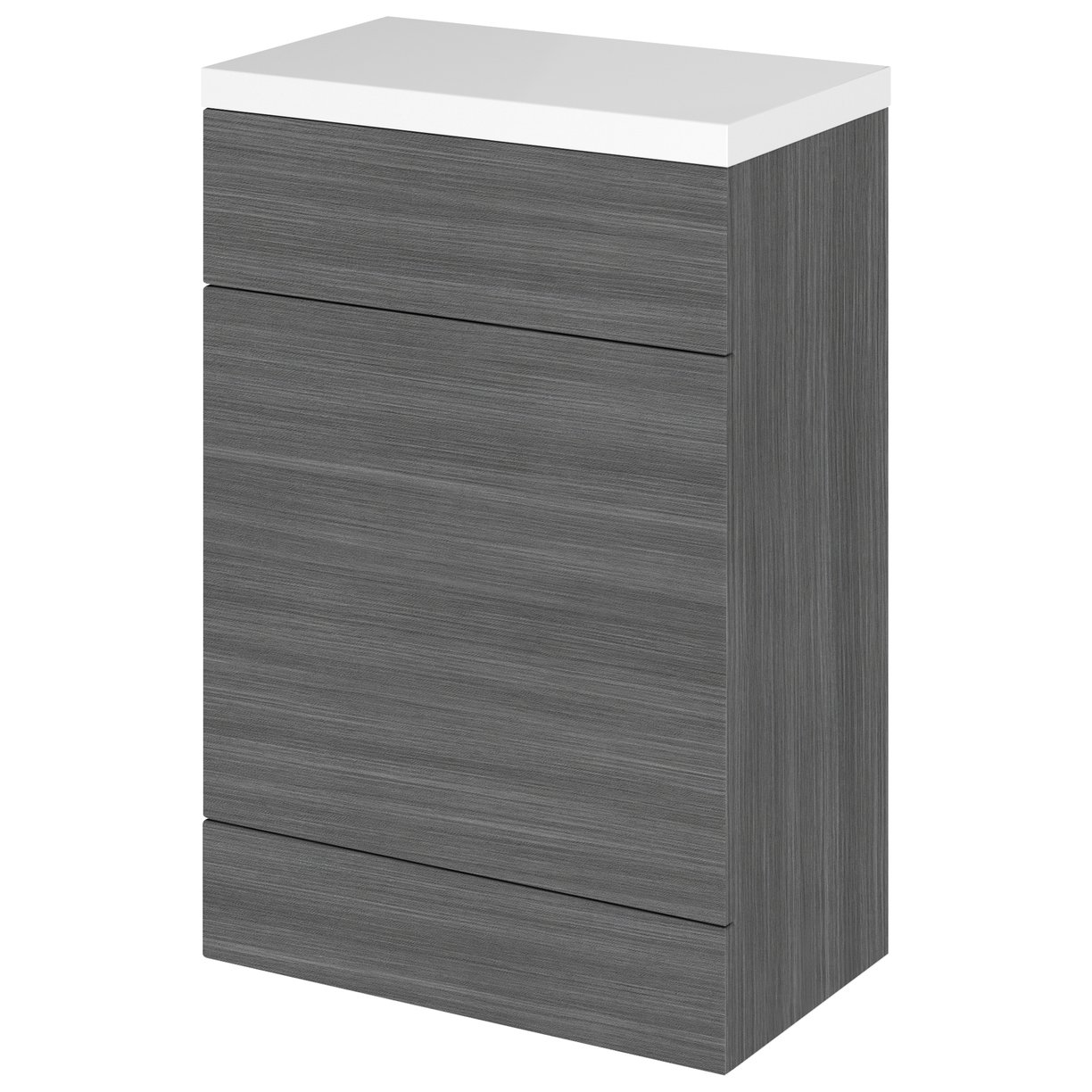 600Mm Fd Wc Unit & Polymarble Top - Grey Woodgrain