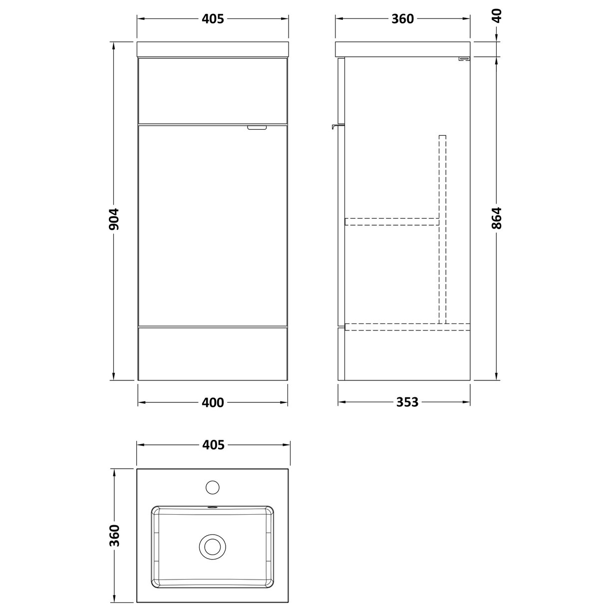 400Mm Fd Vanity Unit & Basin - Grey Woodgrain