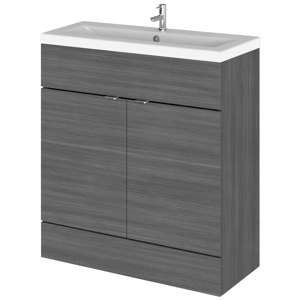 800Mm Fd Vanity Unit & Basin - Grey Woodgrain