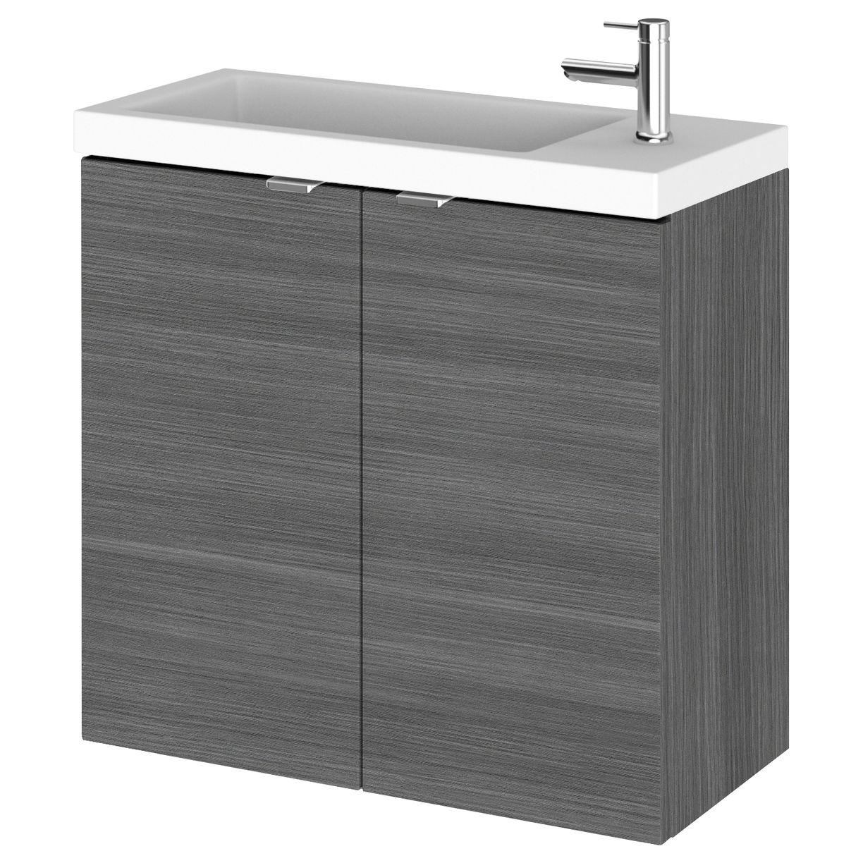 600Mm Vanity Unit & Basin - Grey Woodgrain