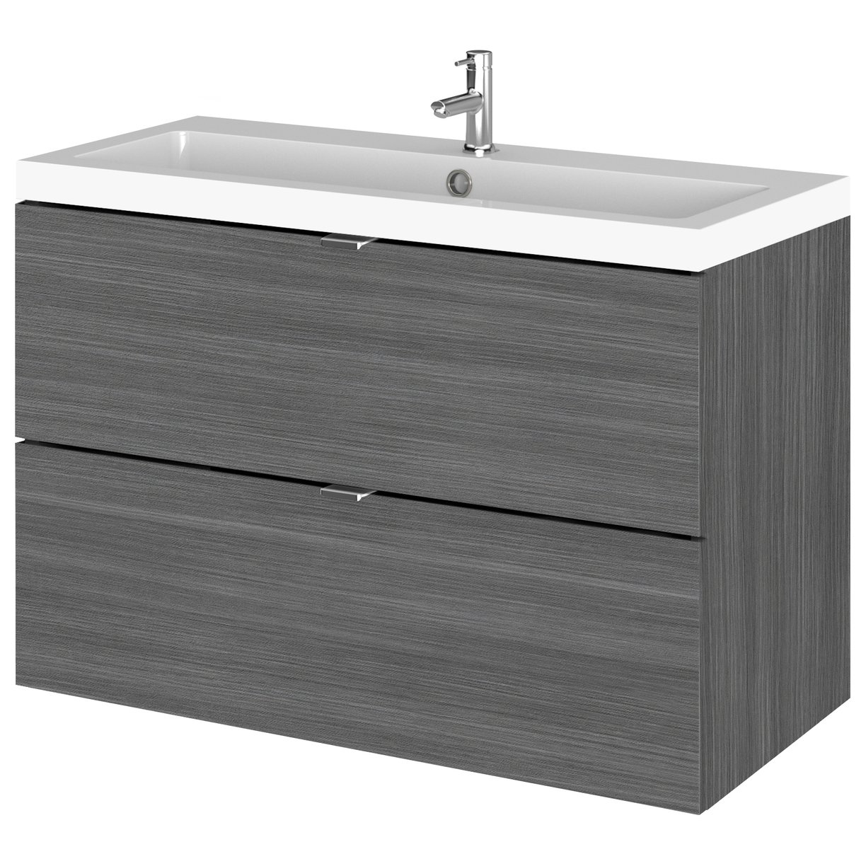 800Mm Vanity Unit & Basin - Grey Woodgrain