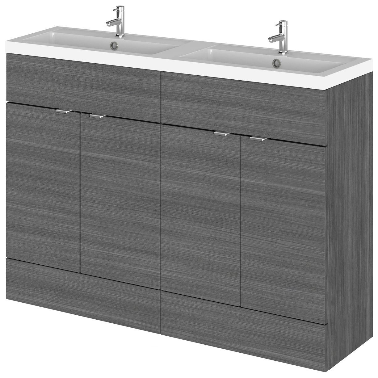 1200Mm Vanity Unit & Double Basin - Grey Woodgrain