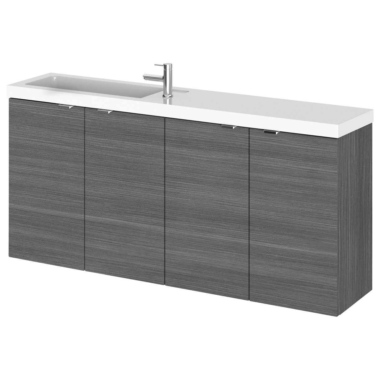 1200Mm Vanity Unit & Double Basin - Compact - Grey Woodgrain