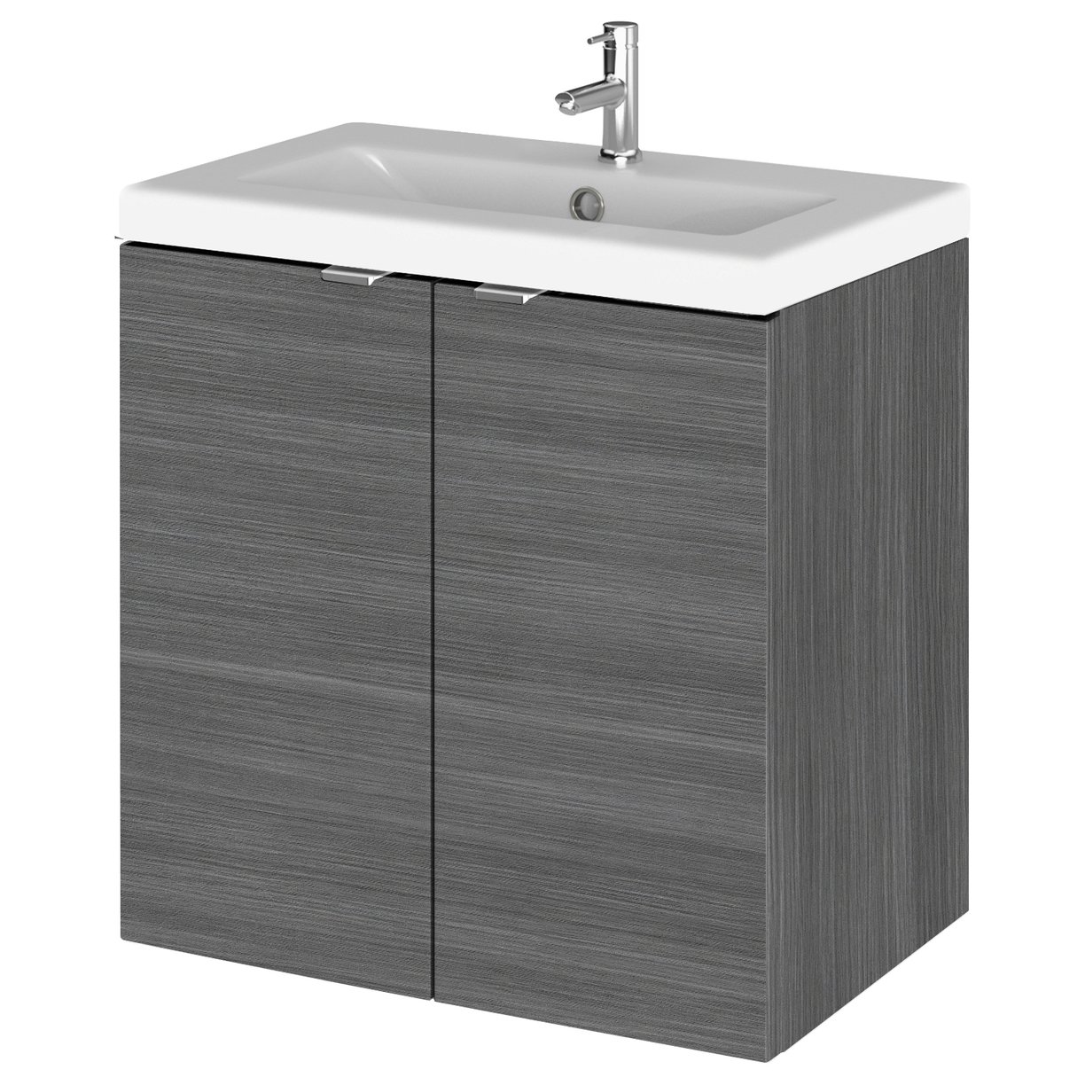 500 2-Door Wall Hung Unit & Basin - Grey Woodgrain
