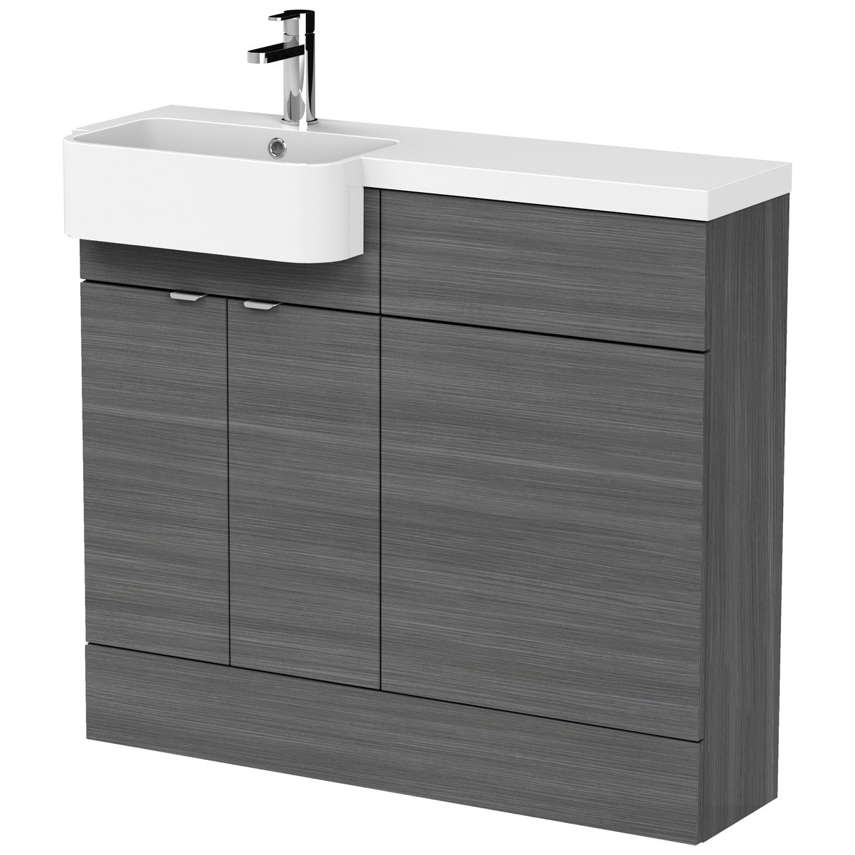 1000 Semi Recess Combi Vanity & Wc Lh - Grey Woodgrain