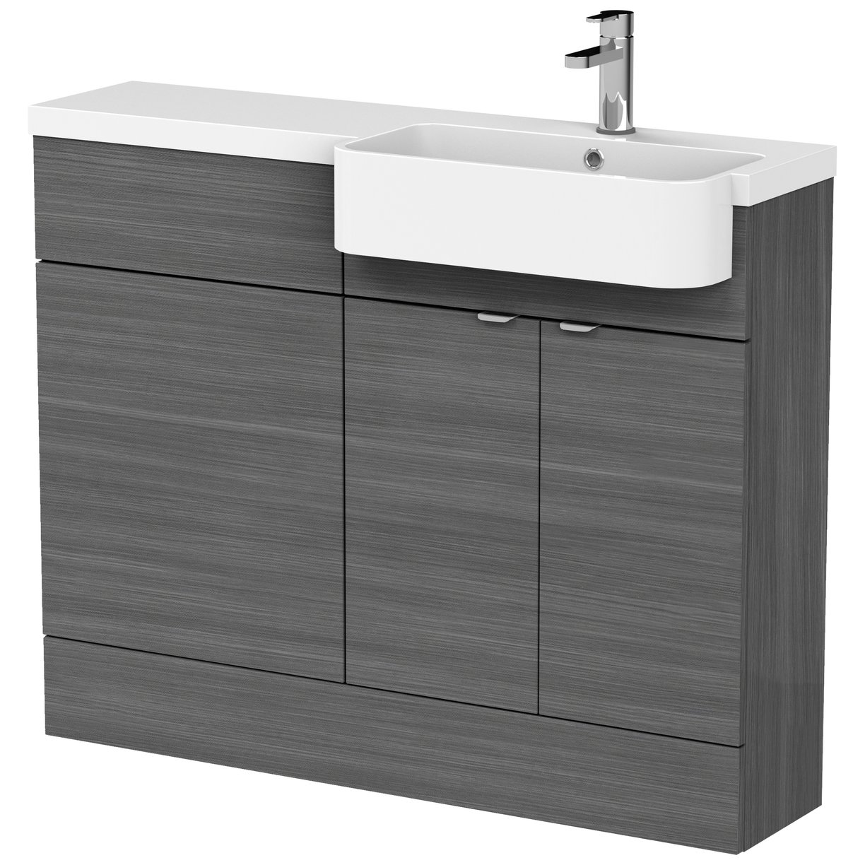 1100 Semi Recess Combi Vanity & Wc Rh - Grey Woodgrain
