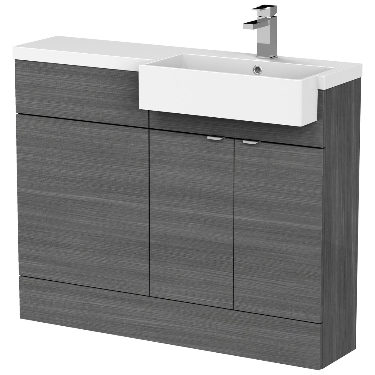 1100 Semi Recess Combi Vanity & Wc Rh - Grey Woodgrain