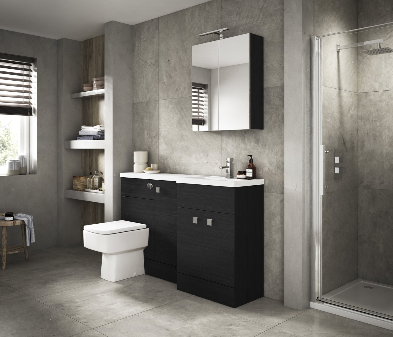 1100Mm Combination - Fd - Rh - Black Woodgrain