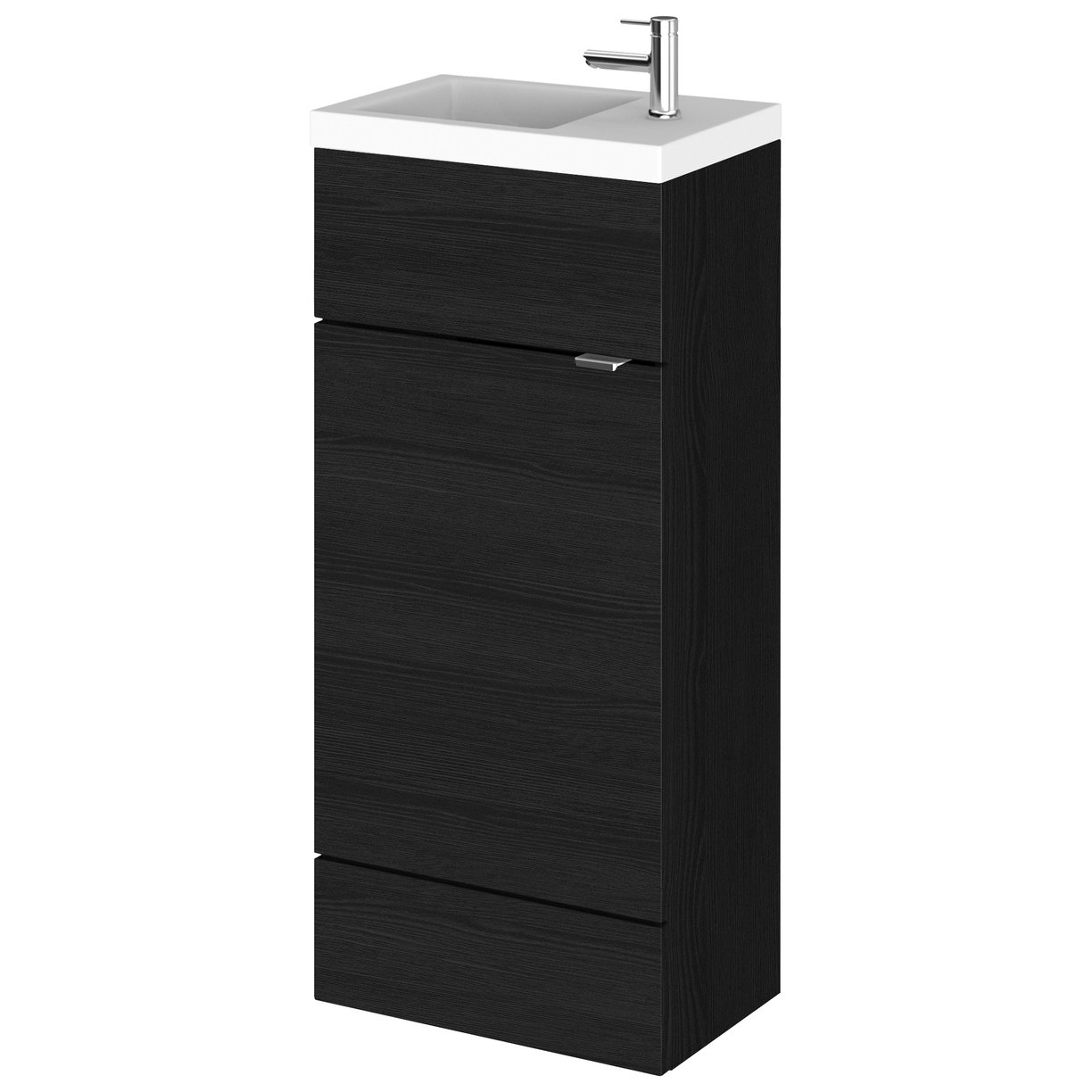 400Mm Compact Vanity Unit & Basin - Black Woodgrain