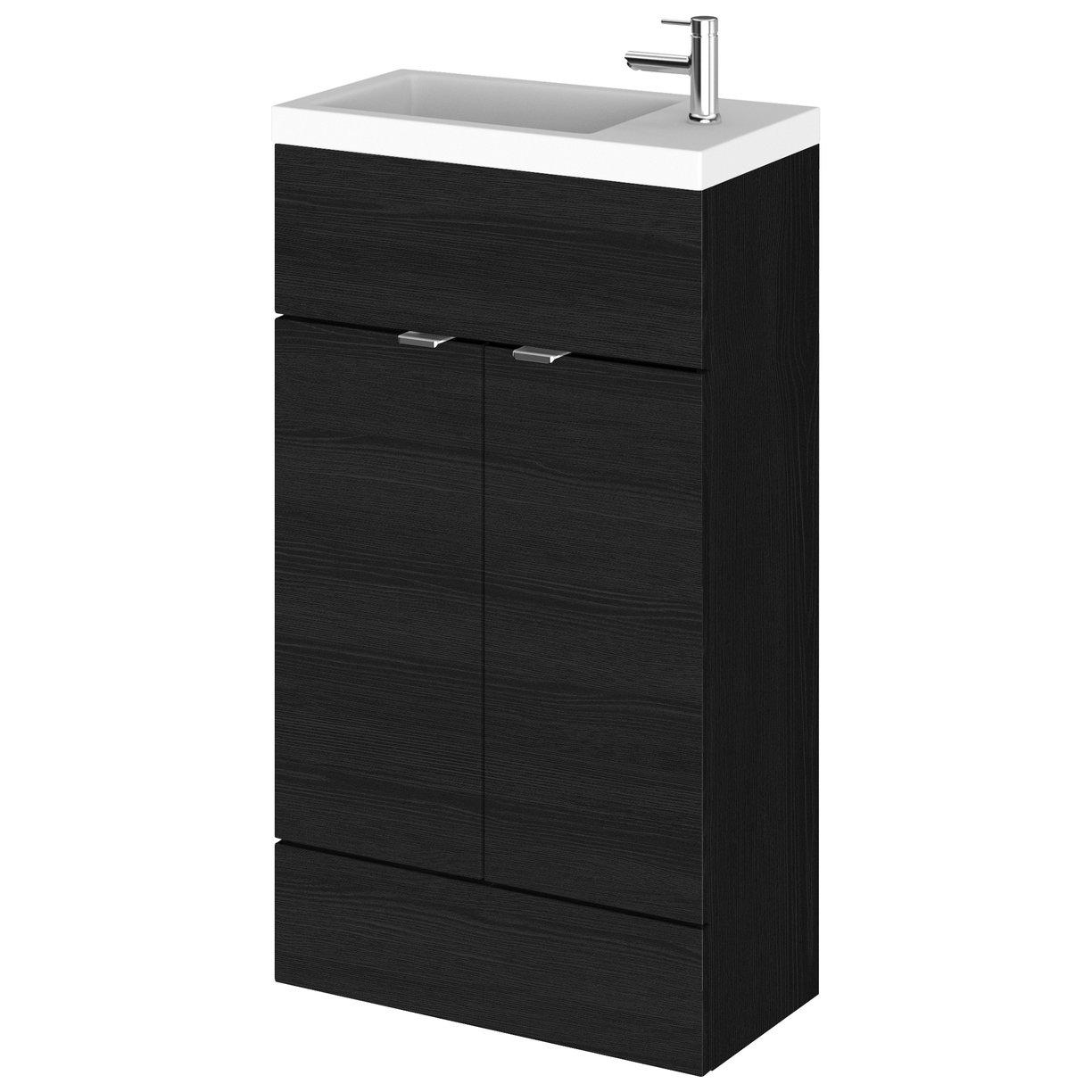 500Mm Compact Vanity Unit & Basin - Black Woodgrain